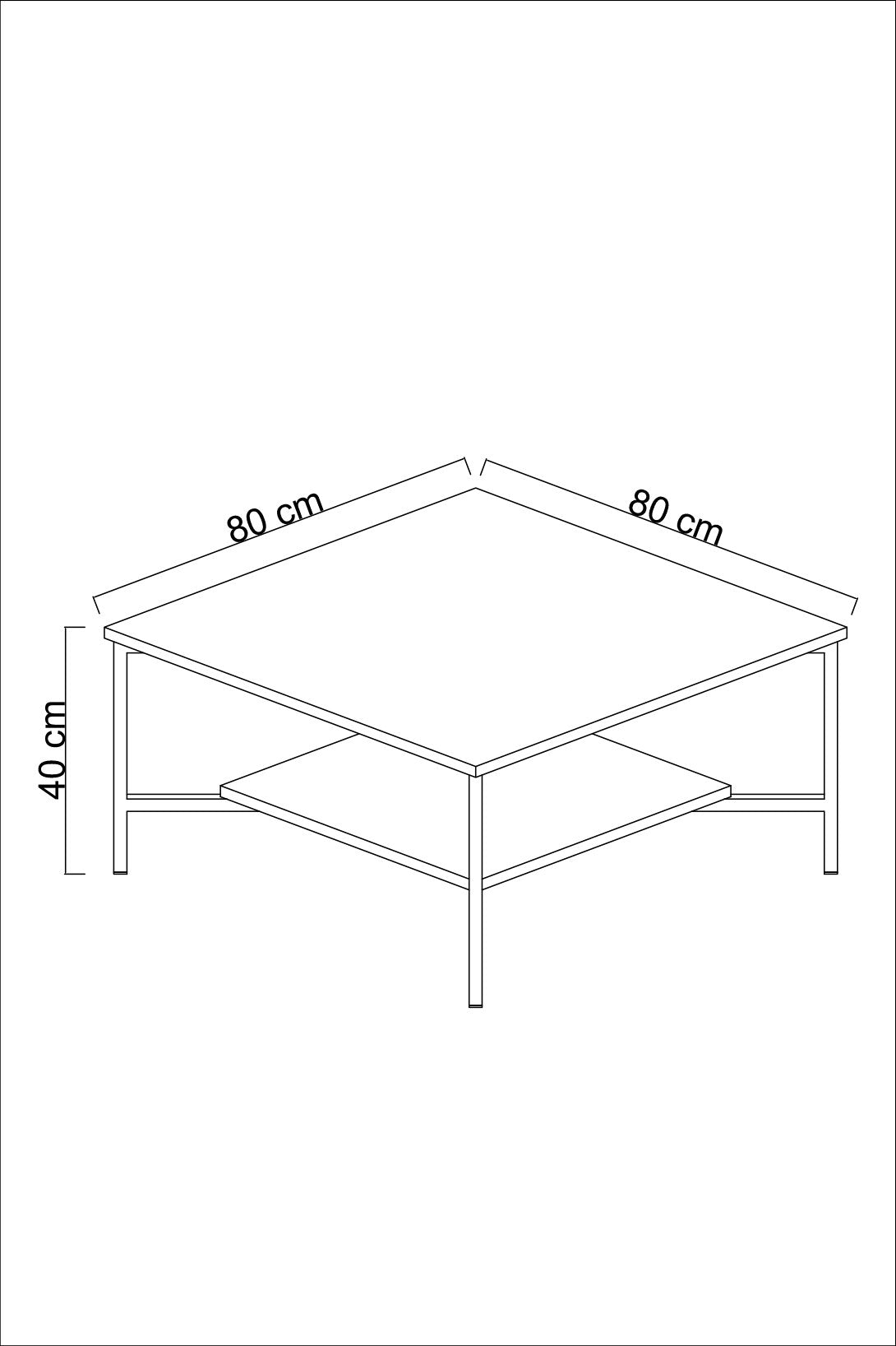 Vierkante Salontafel Antraciet Gold Line 80x80 - Gouden Frame