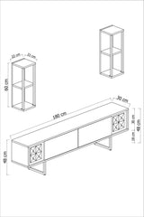 Meubelset Antraciet-Goud - Gold Line - Salontafel + TV Meubel