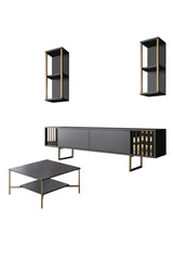 Meubelset Antraciet-Goud - Gold Line - Salontafel + TV Meubel