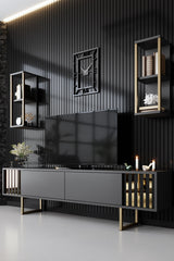 Meubelset Antraciet-Goud - Gold Line - Salontafel + TV Meubel