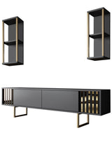Meubelset Antraciet-Goud - Gold Line - Salontafel + TV Meubel