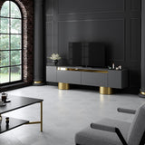 TV Meubel Antraciet Bohem 180x50x30 - Gouden Frame