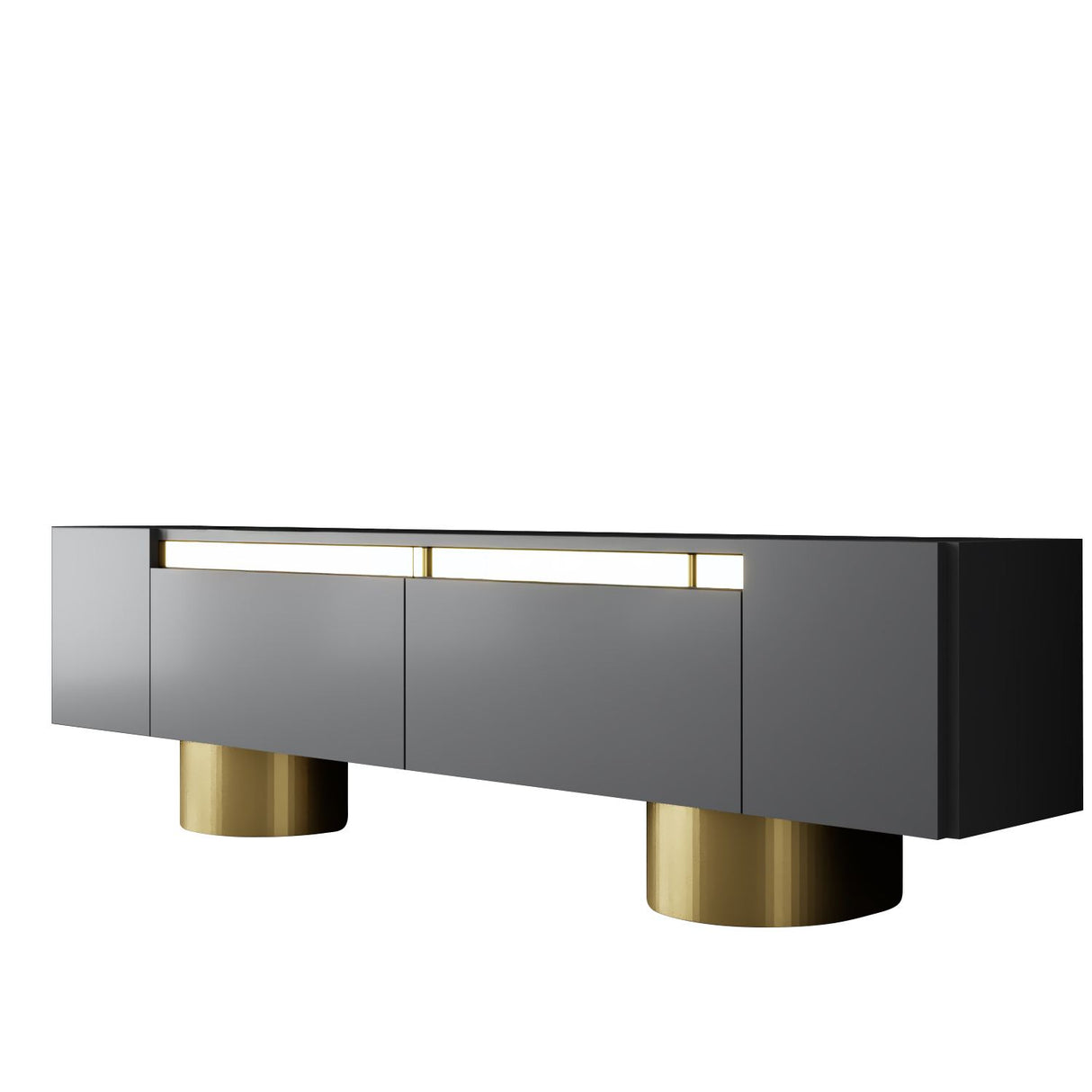 TV Meubel Antraciet Bohem 180x50x30 - Gouden Frame