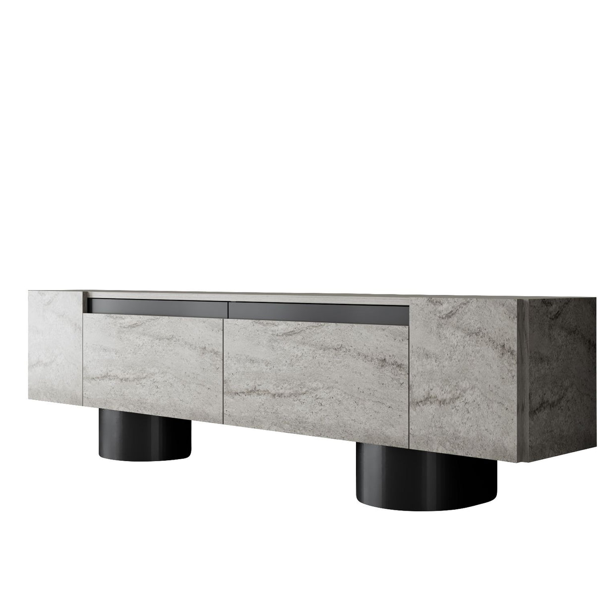TV Meubel Travertijn Bohem 180x50x30 - Zwart Frame