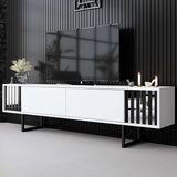 TV Meubel Wit Chrome Line 180x48x30 - Zwart Frame
