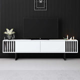 TV Meubel Wit Chrome Line 180x48x30 - Zwart Frame