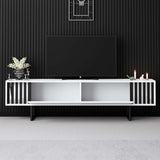 TV Meubel Wit Chrome Line 180x48x30 - Zwart Frame