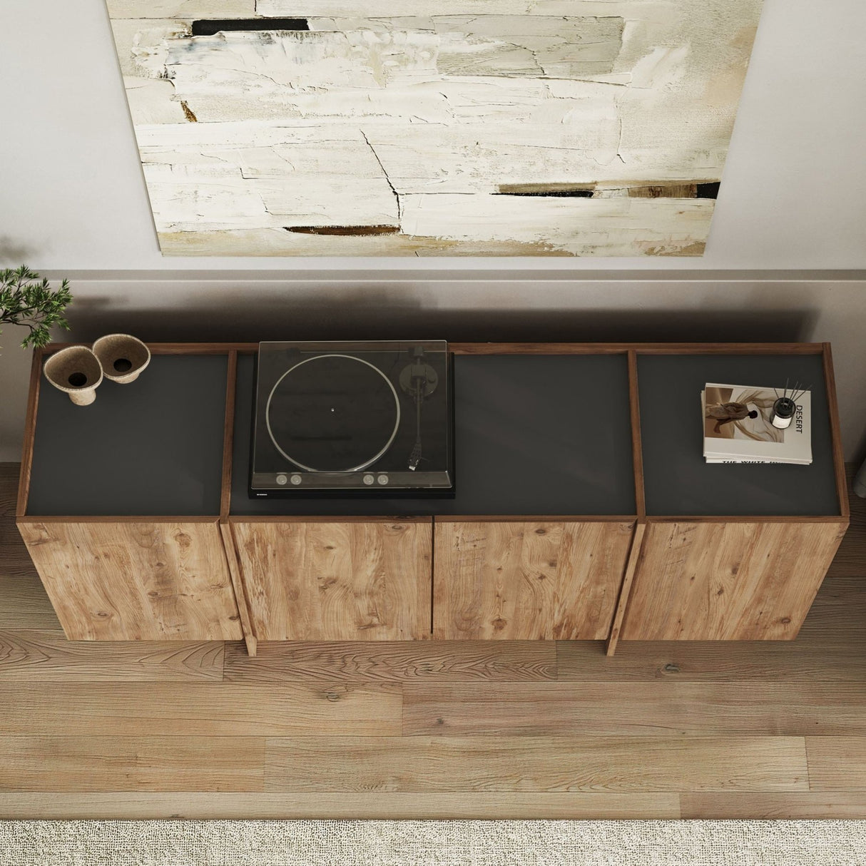 Dorma sidetable in eikenlook 180 cm Atlantic Pine en antraciet Melamine gecoat hout