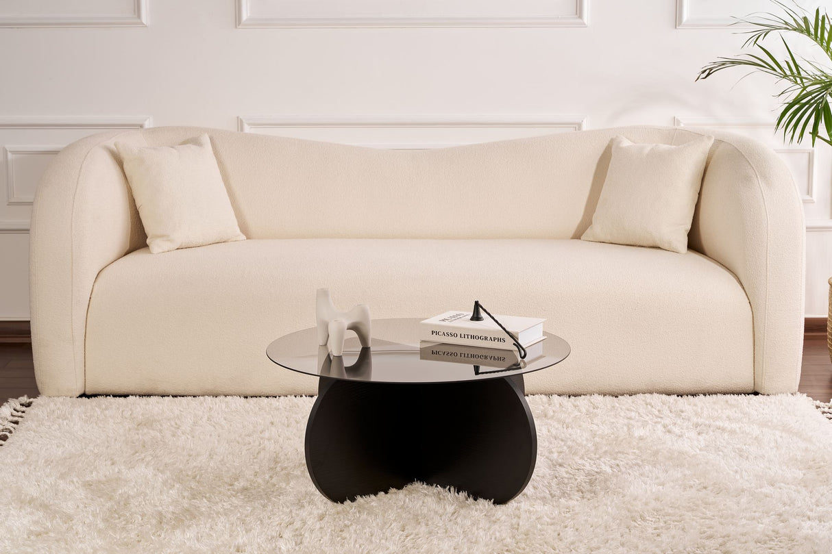 Salontafel Aris Rond 75 cm Getint Glas - Zwart Onderstel