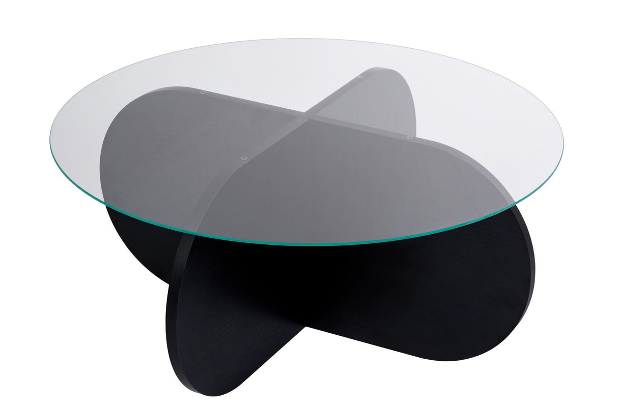 Salontafel Aris Rond 75 cm Getint Glas - Zwart Onderstel