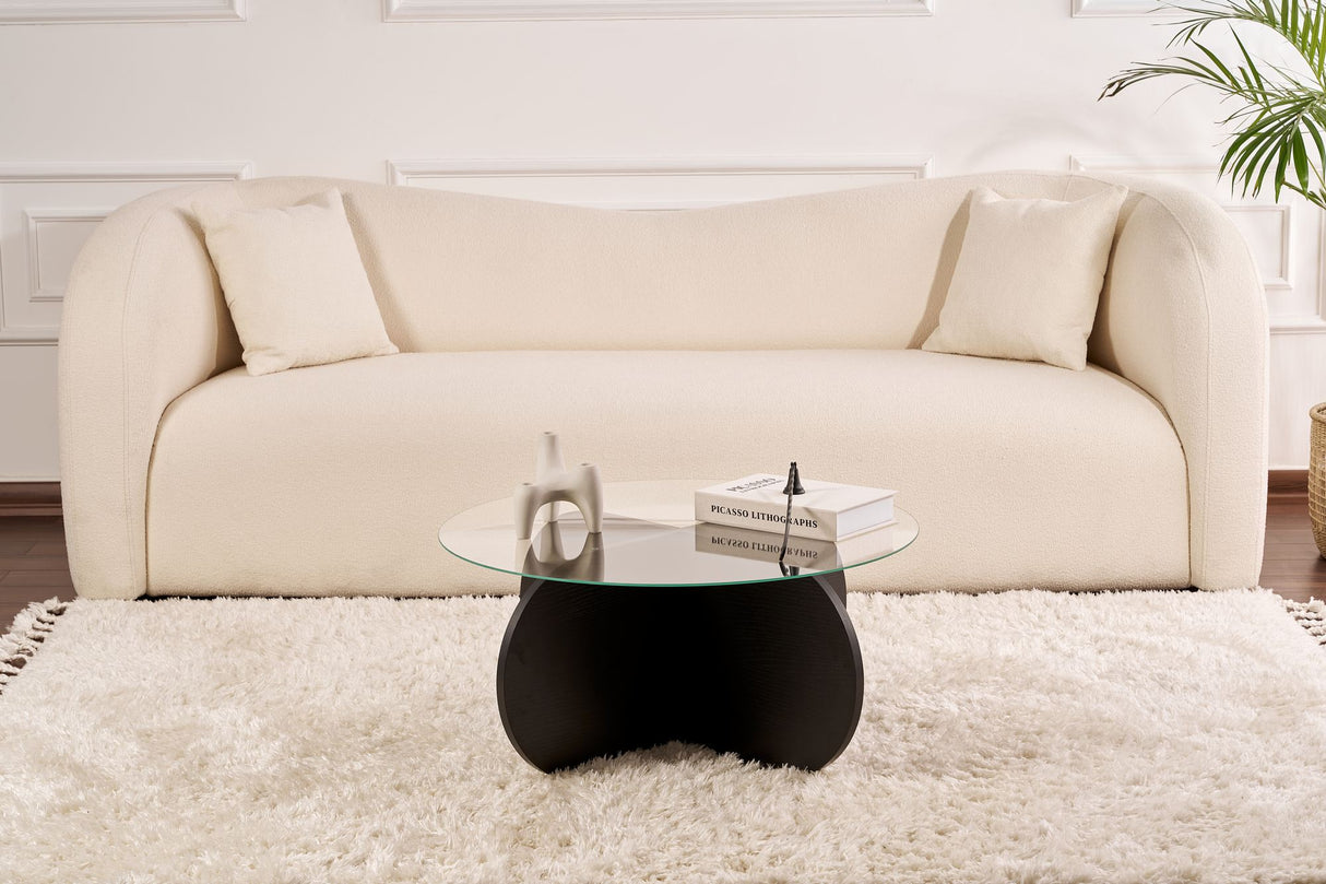 Salontafel Aris Rond 75 cm Glas - Zwart Onderstel