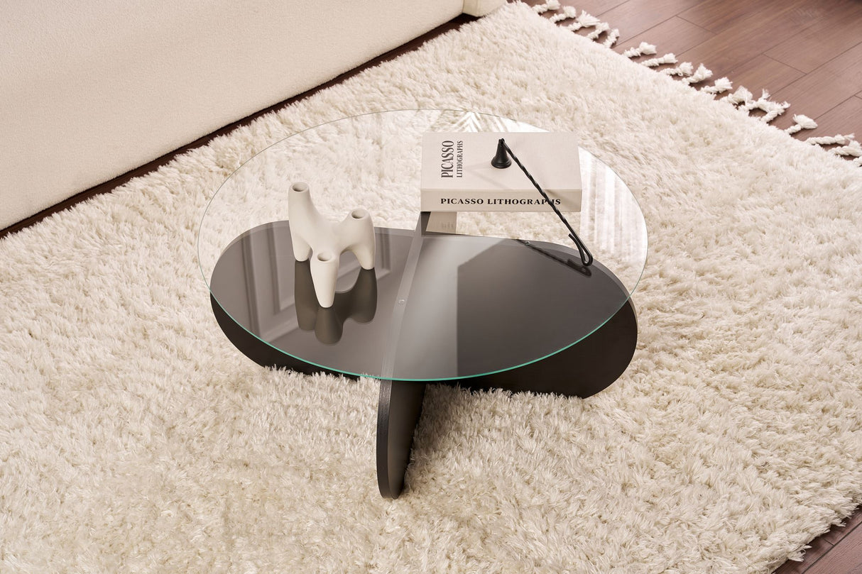 Salontafel Aris Rond 75 cm Glas - Zwart Onderstel