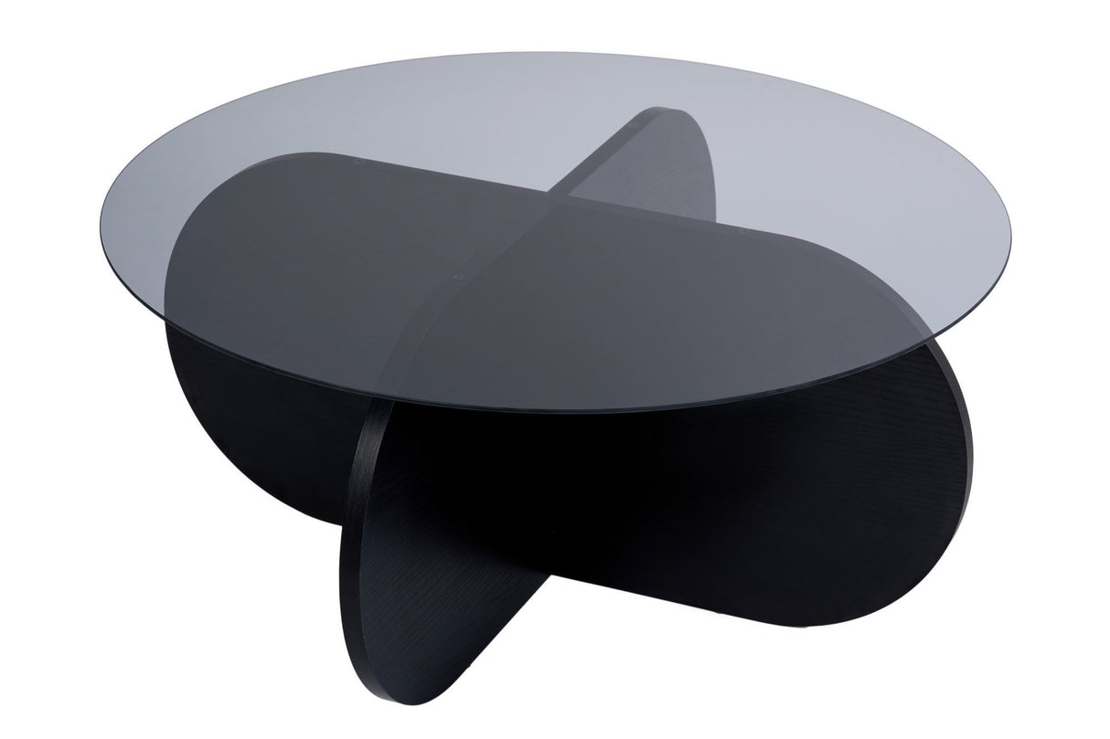 Salontafel Aris Rond 75 cm Glas - Zwart Onderstel