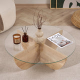 Liya salontafel Sapphire Oak ovaal 90 cm Gehard glas