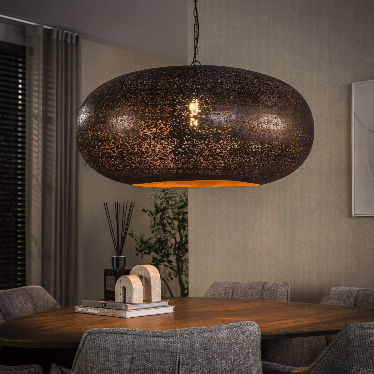 Hanglamp - Hanglamp 1 - lichts antiek koper Chase Ø90 cm - Dimehouse