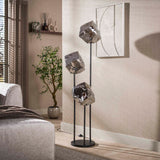 Vloerlamp 3-lichts getrapt chroom glas Rocks