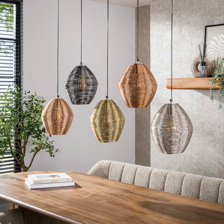 Hanglamp Wez 5-lichts gekleurd nikkel