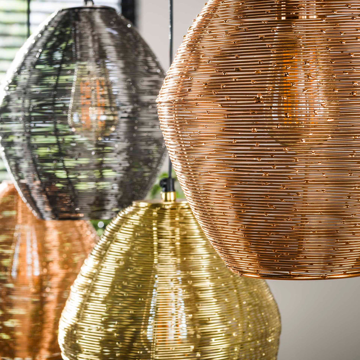 Hanglamp Wez 5-lichts gekleurd nikkel