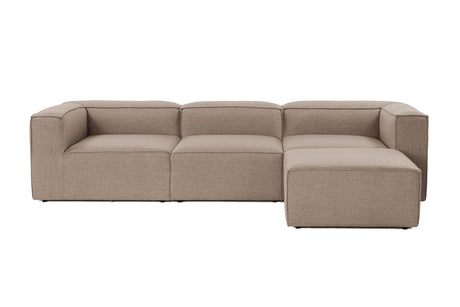 Modulaire hoekbank Fora met losse hocker in linnen stof - bruin