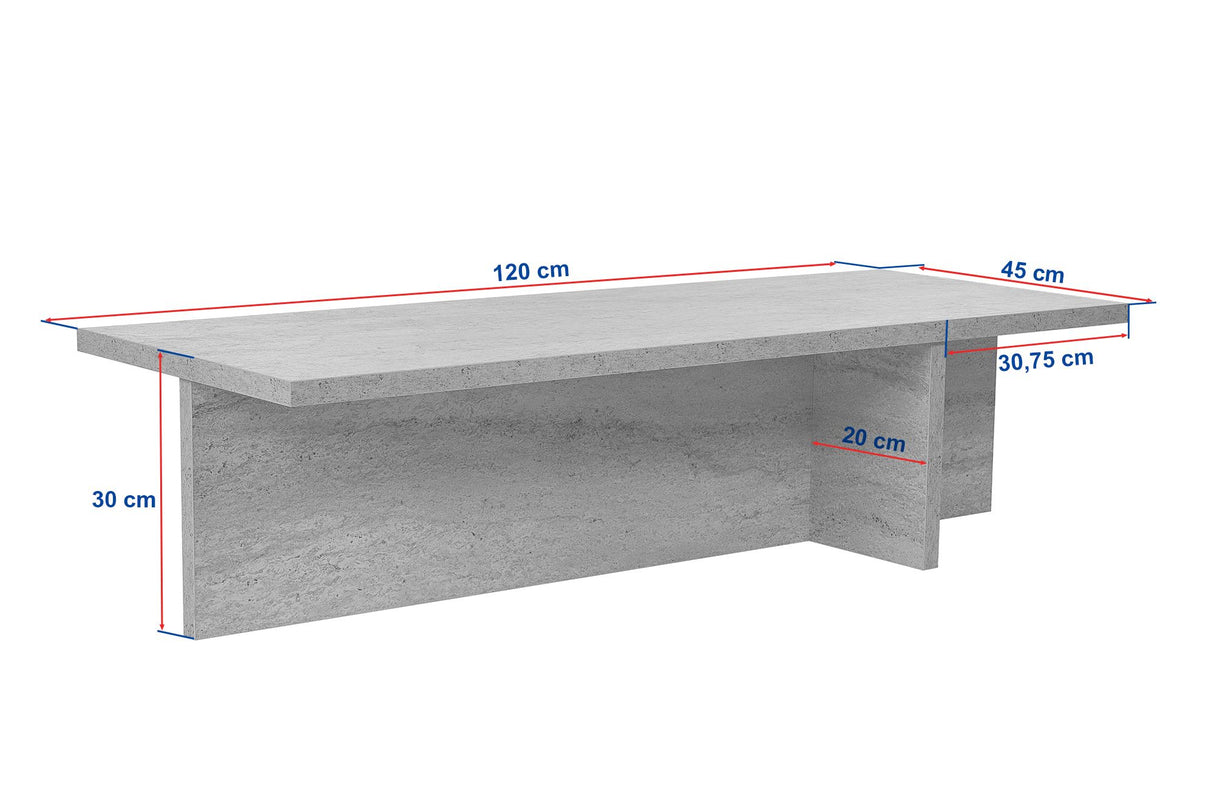 Rechthoekige salontafel Portland travertin melamine 120x45x30 cm