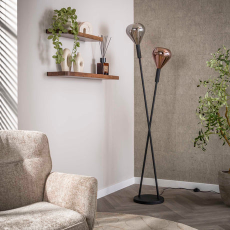 Moderne Vloerlamp Noxen 2-lichts Zwart