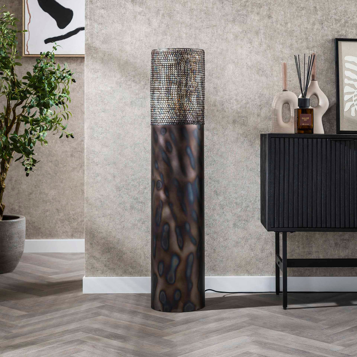 Vloerlamp cilinder Brick 120 cm zwart bruin