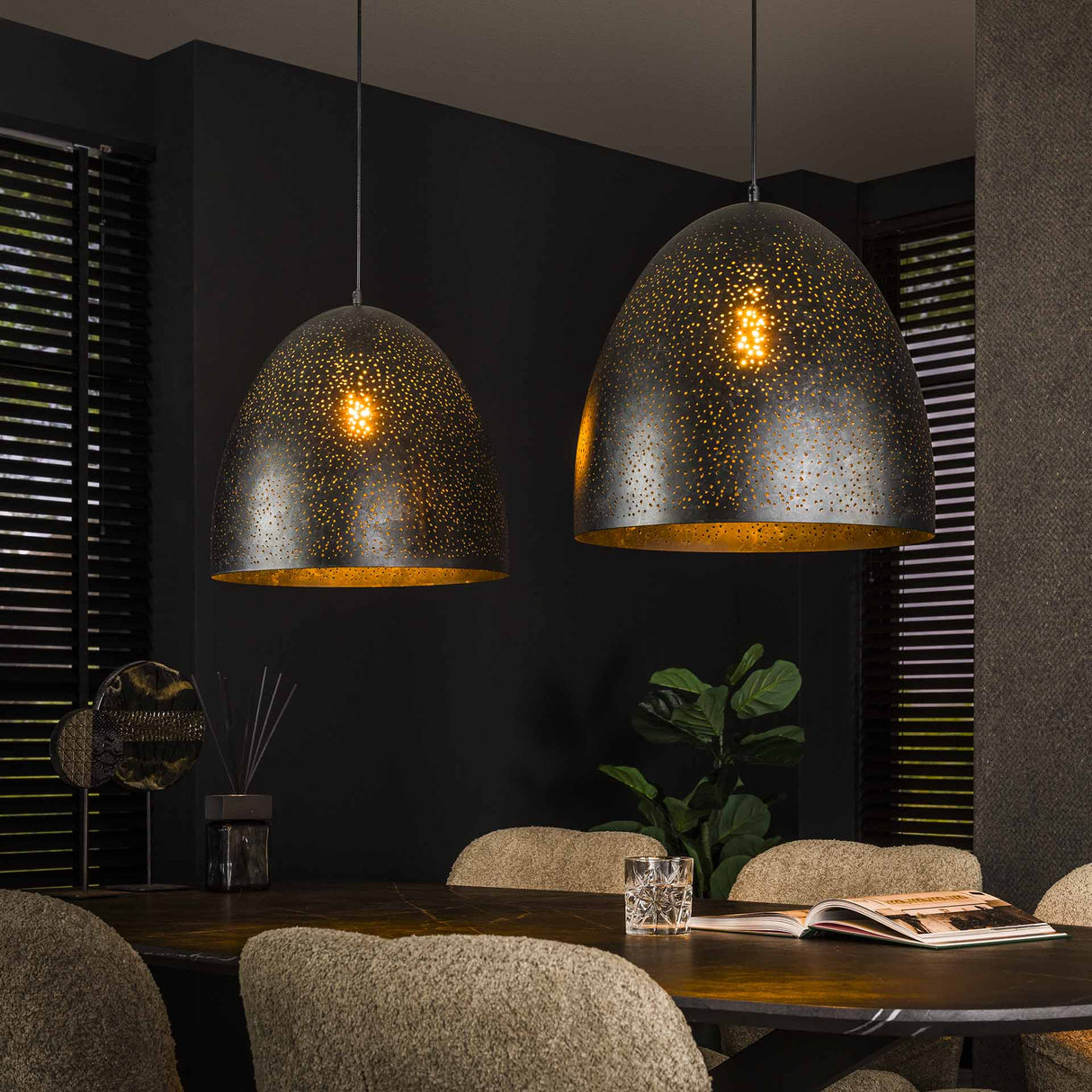 Industriële Hanglamp Kylian 2-lichts Metaal Zwart