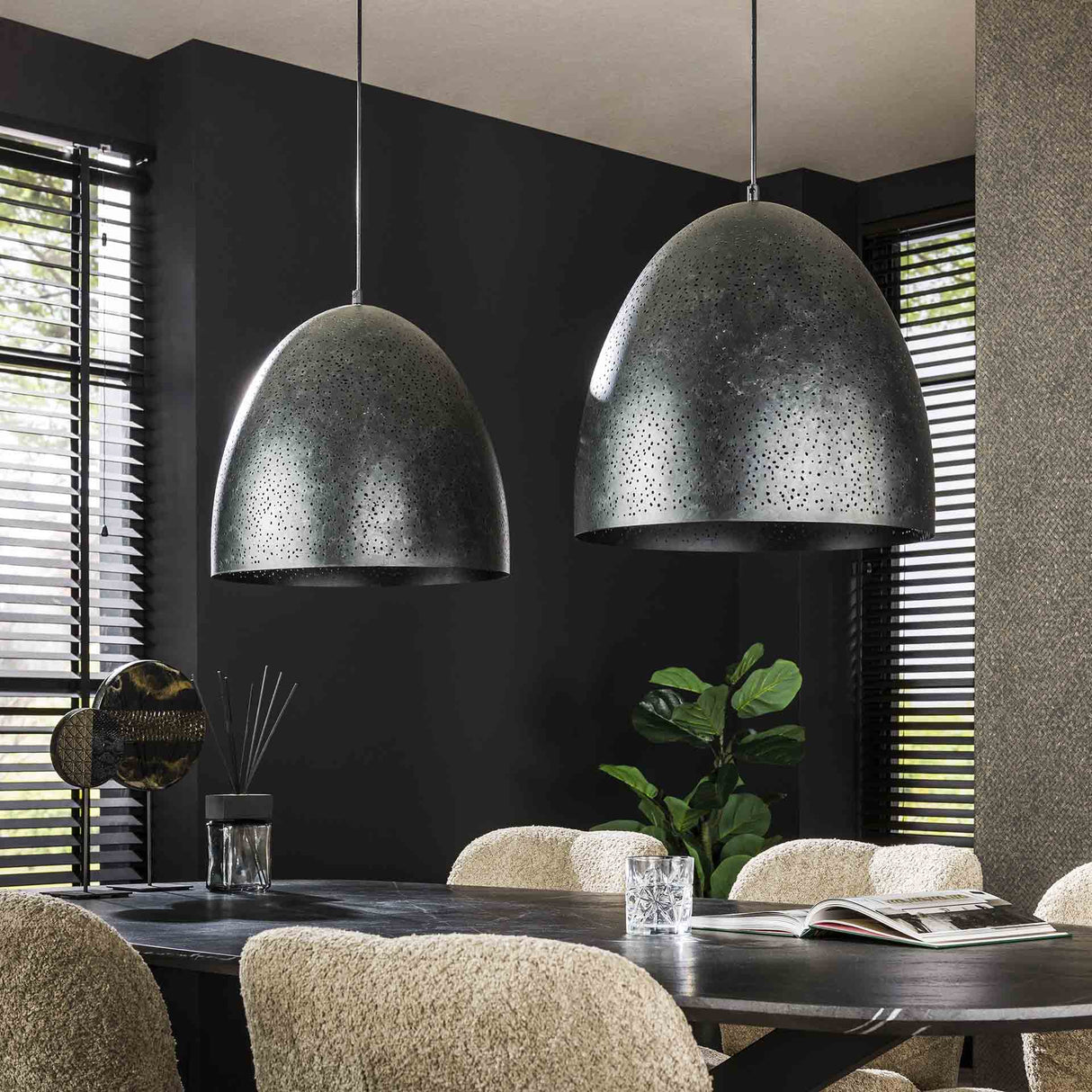 Industriële Hanglamp Kylian 2-lichts Metaal Zwart