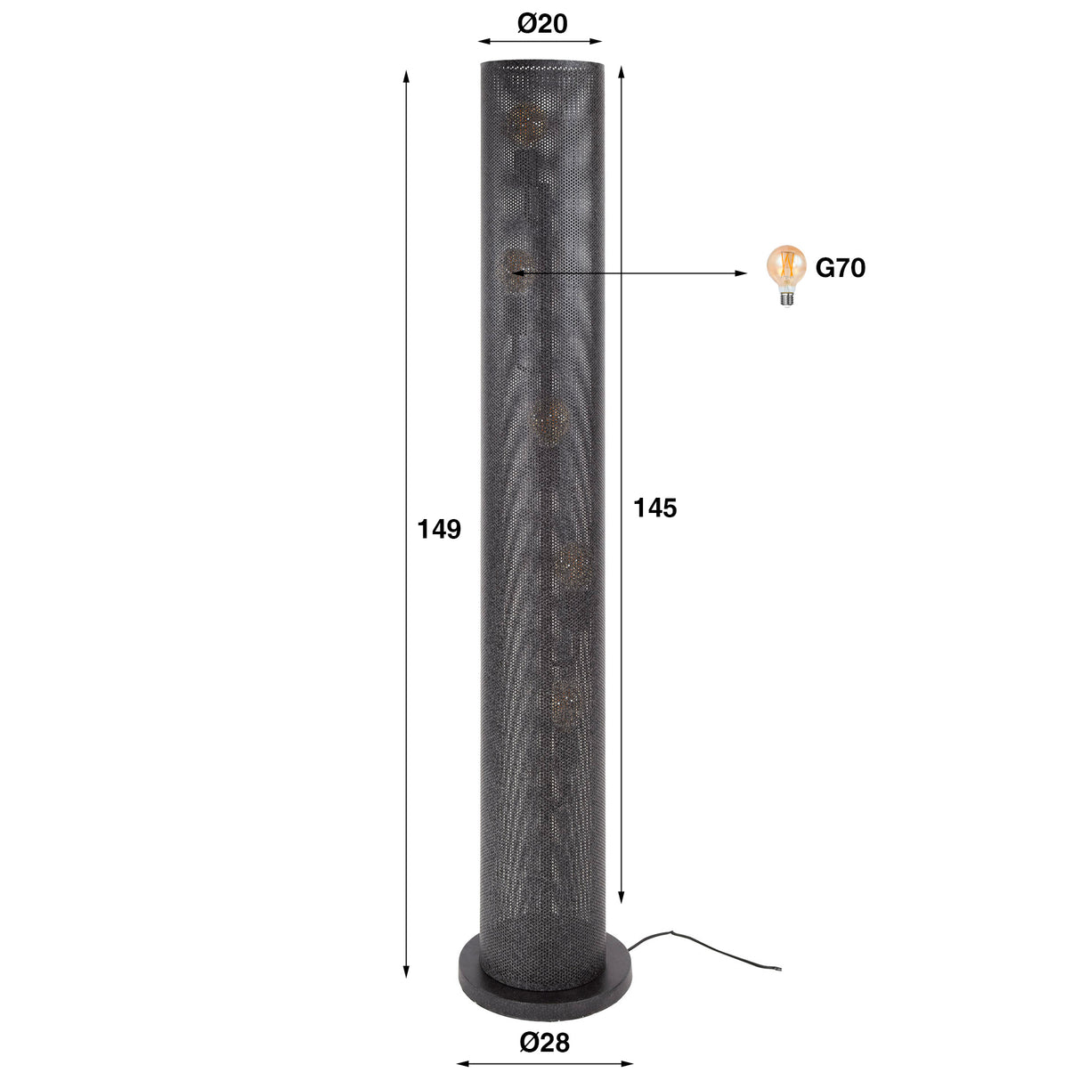 Vloerlamp Knox 5-lichts mesh zwart