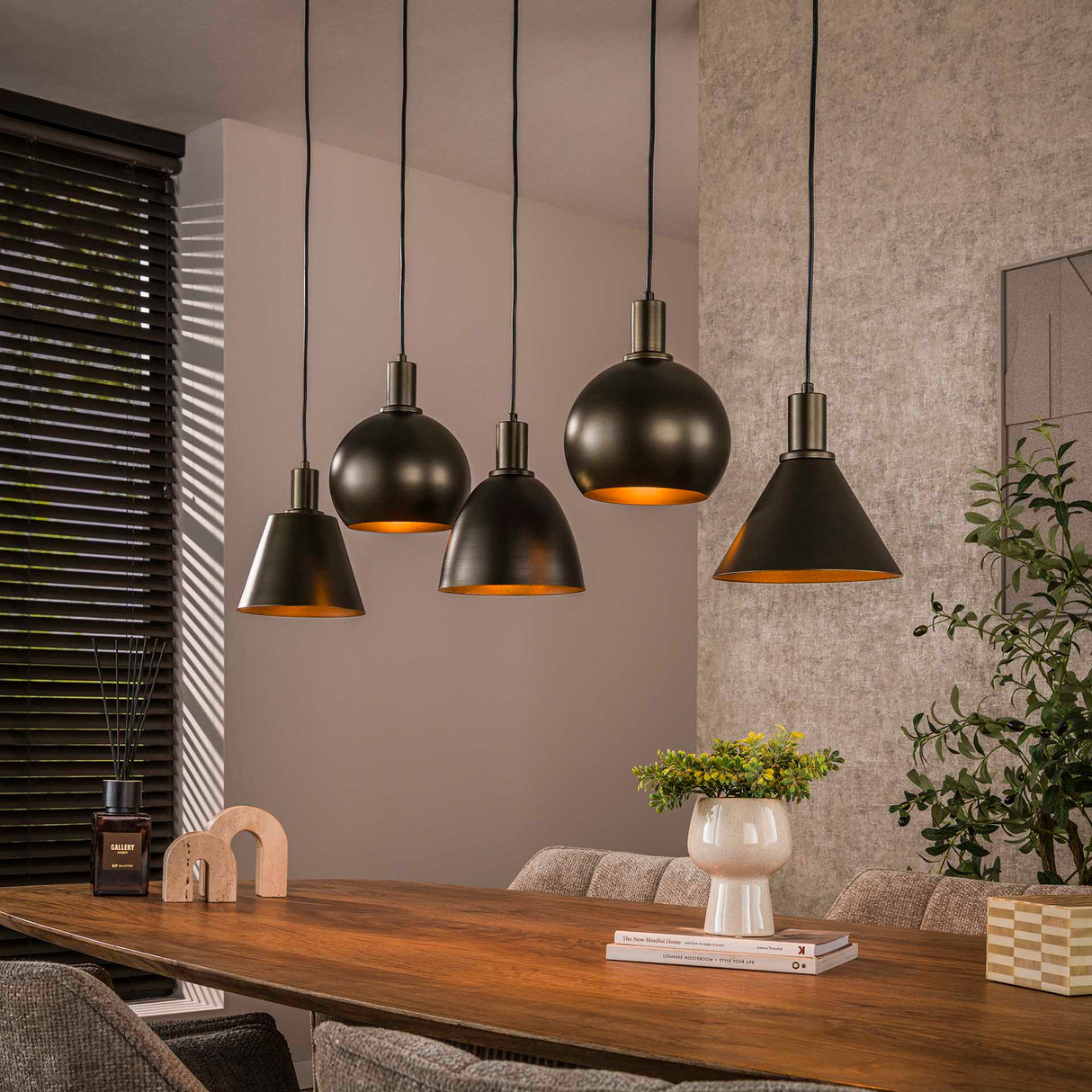 Hanglamp Sienna 5-lichts Bruin 120 cm