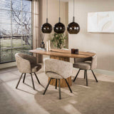 Hanglampen - Hanglamp 3 - lichts bruin glas zwart metaal Valeo 115 cm - Dimehouse