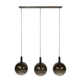 Hanglampen - Hanglamp 3 - lichts bruin glas zwart metaal Valeo 115 cm - Dimehouse