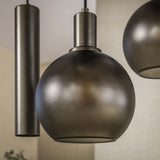 Hanglampen - Hanglamp 7 - lichts bruin frosted glas brons metaal Valeo 110 cm - Dimehouse