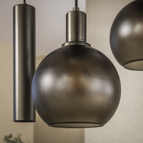 Hanglamp 7-lichts bruin frosted glas brons metaal Valeo 110 cm