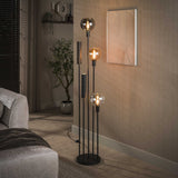 Vloerlampen - Vloerlamp 5 - lichts getrapt gekleurd glas zwart metaal Valeo - Dimehouse