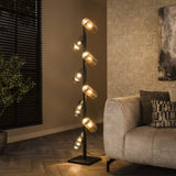 Vloerlamp Khai 8-lichts cilinder gemixt glas