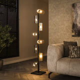 Vloerlamp Khai 8-lichts cilinder gemixt glas