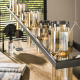 Hanglamp Khai 14-lichts cilinder gemixt glas