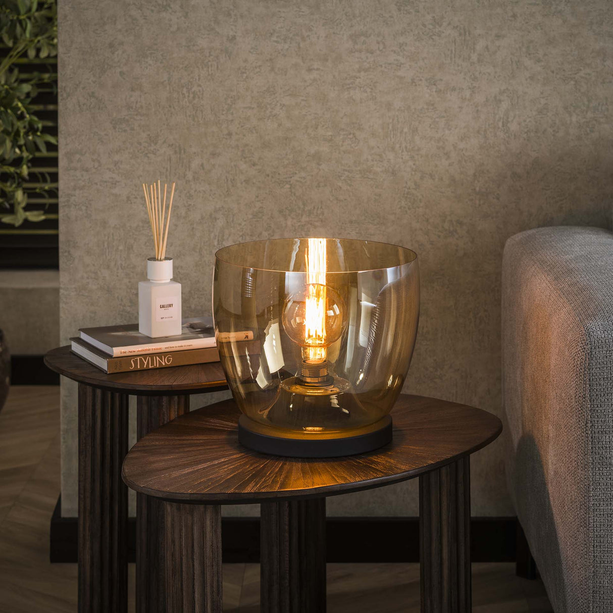 Vloerlamp Dain UP L Amberkleurig glas