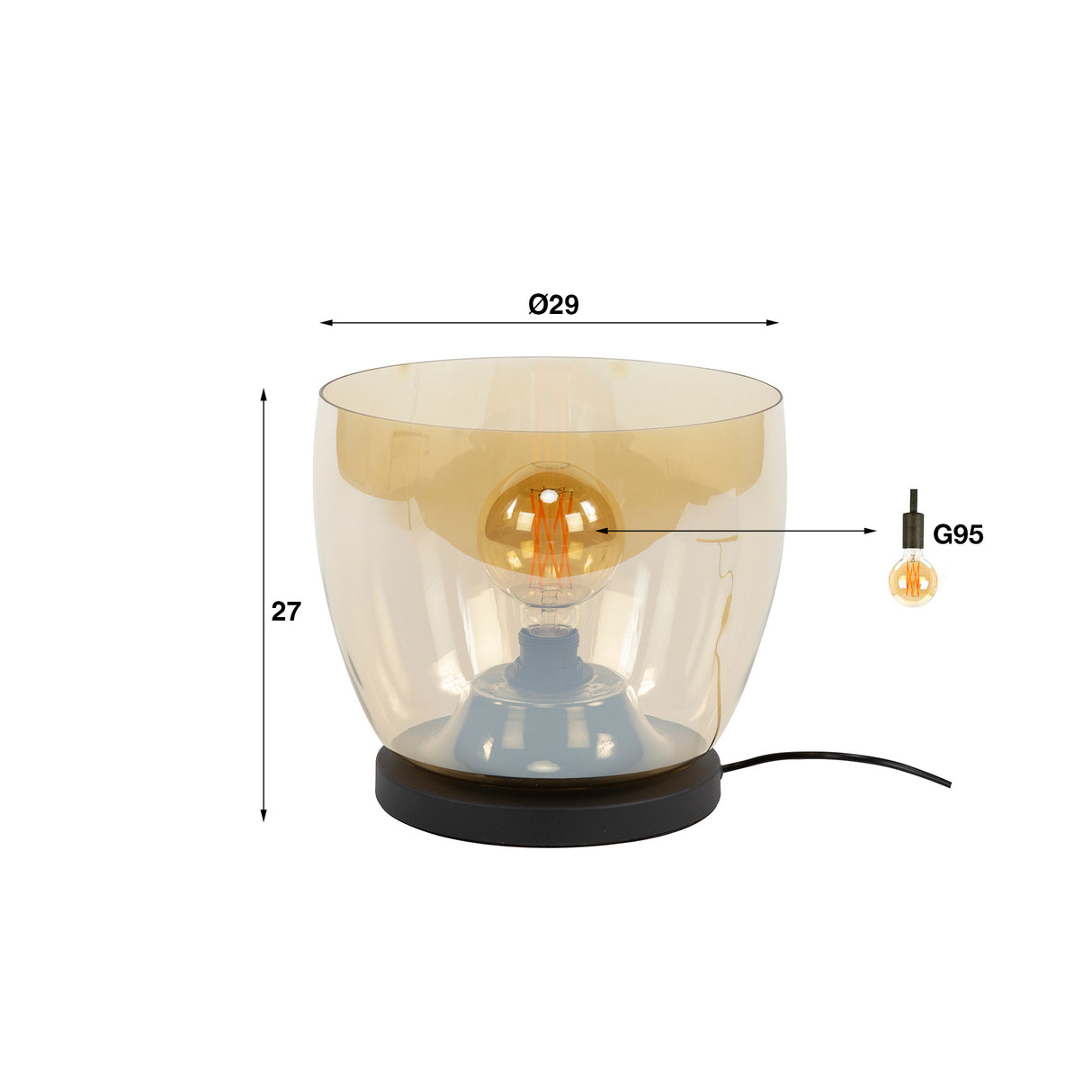 Vloerlamp Dain UP L Amberkleurig glas