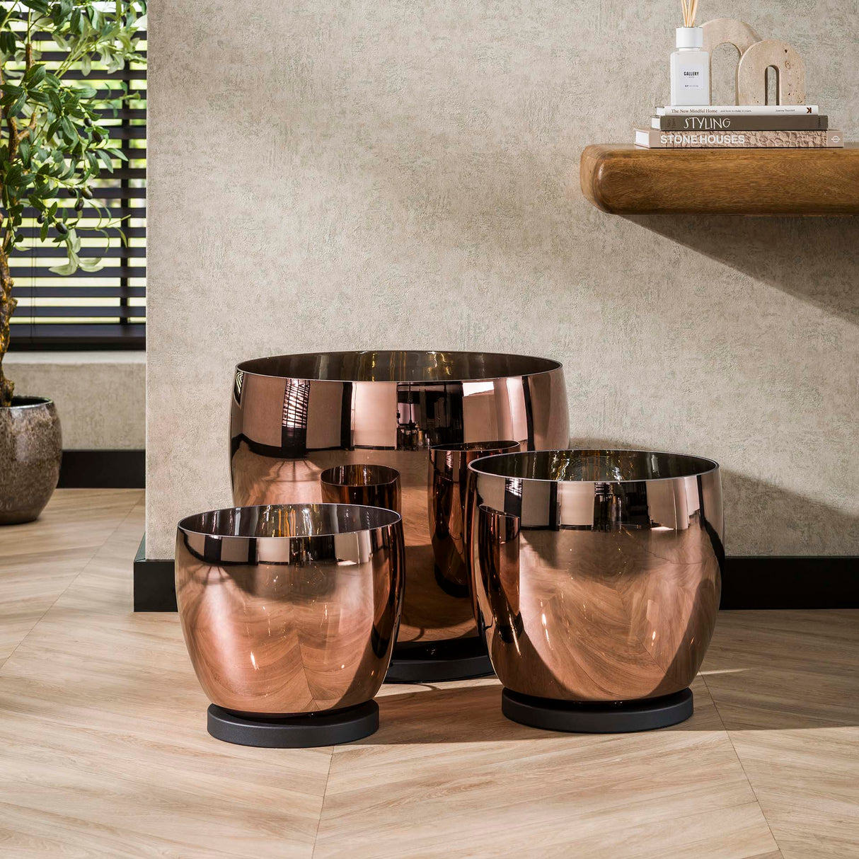 Vloerlamp Dain UP L Koperkleurig glas