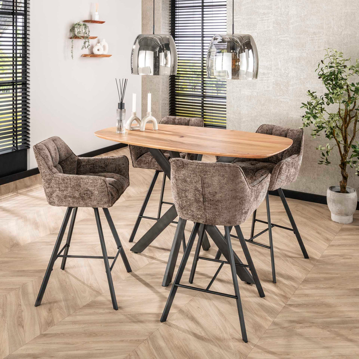 Hanglamp Dain 1-lichts chroomkleurig glas