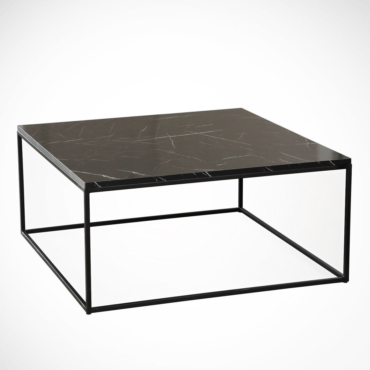 Salontafel Vierkant 75x75 cm Pola - Zwart Marmerlook Melamine