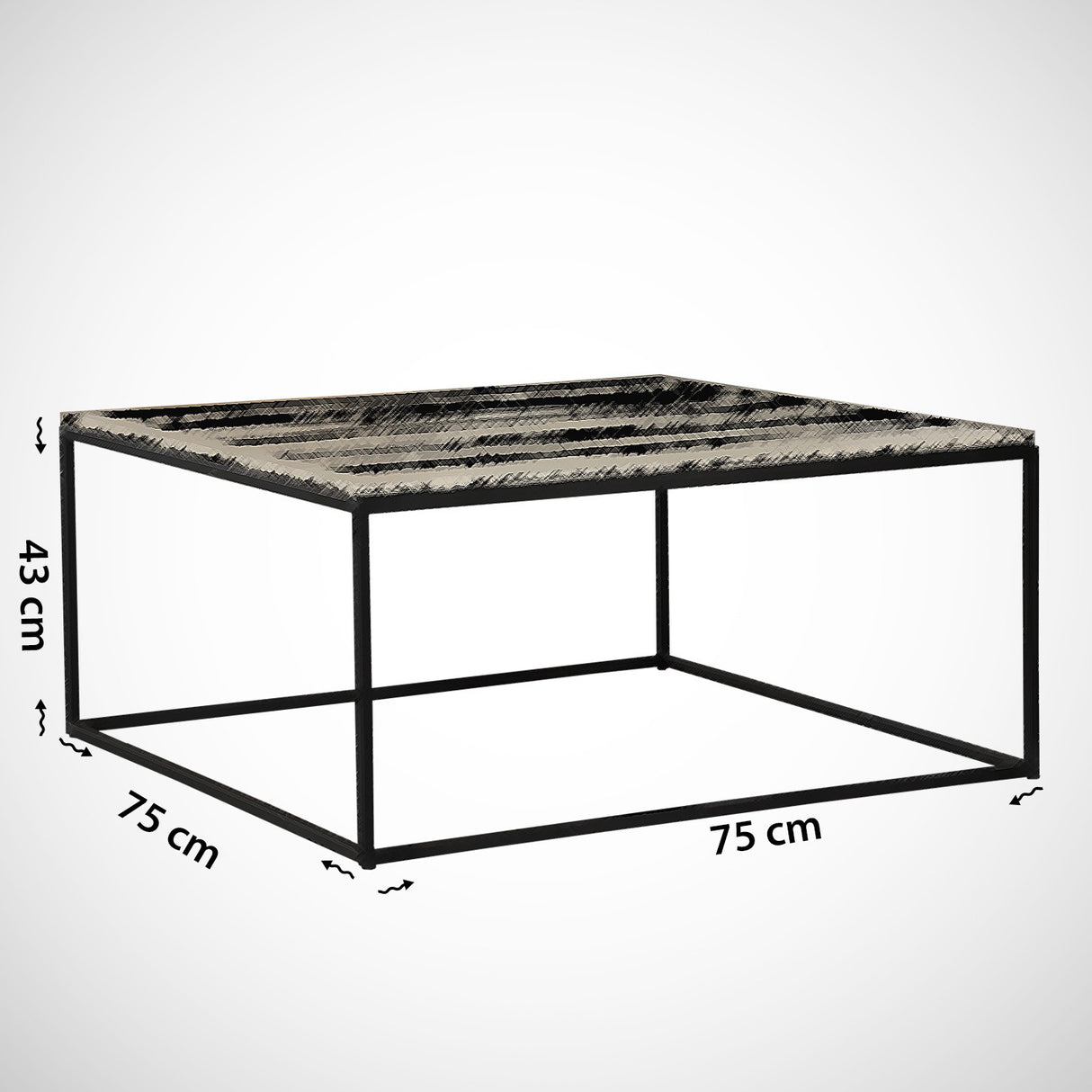 Salontafel Vierkant 75x75 cm Pola - Zwart Marmerlook Melamine