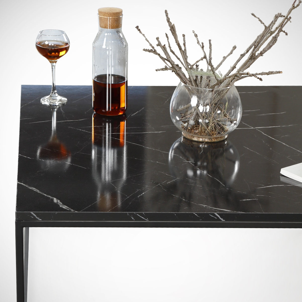 Salontafel Vierkant 75x75 cm Pola - Zwart Marmerlook Melamine