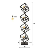 Vloerlamp Drew 4-lichts kubus zwart