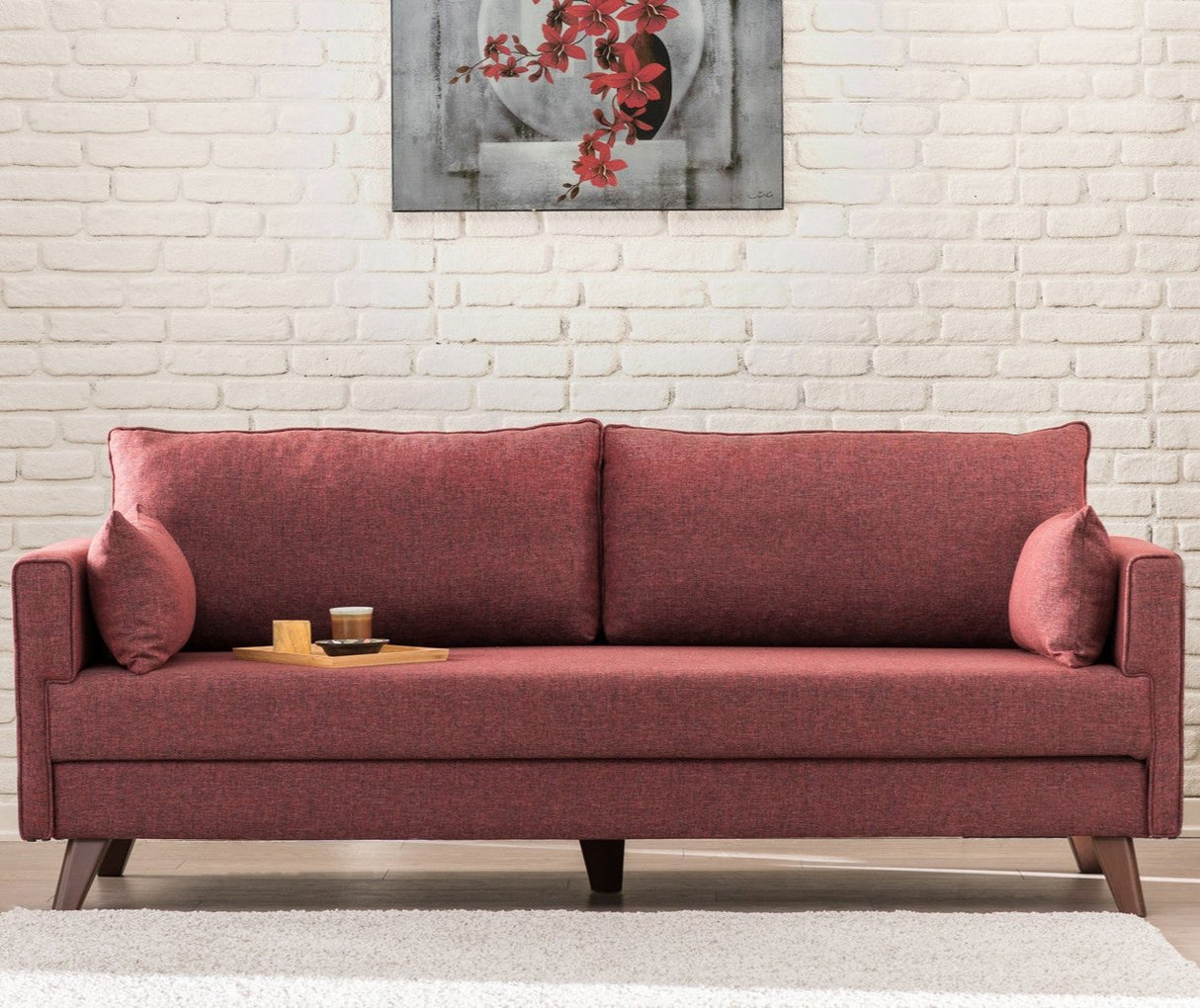 3-zits Slaapbank Bella Claret Rood