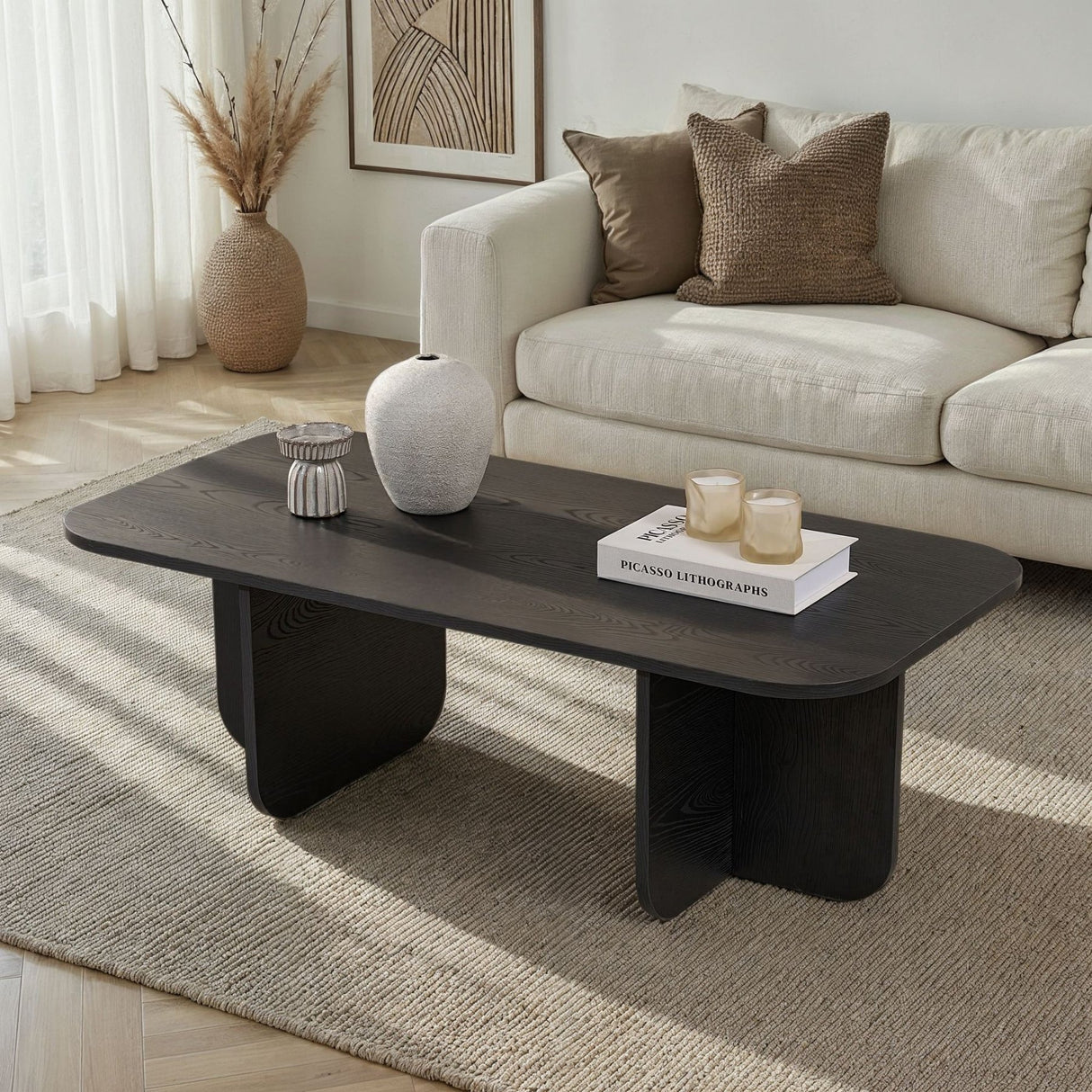 Akira salontafel hout zwart 120 cm Gemelamineerd houtcomposiet