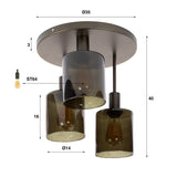 Industriële plafondlamp Mason 3-lichts Bruin