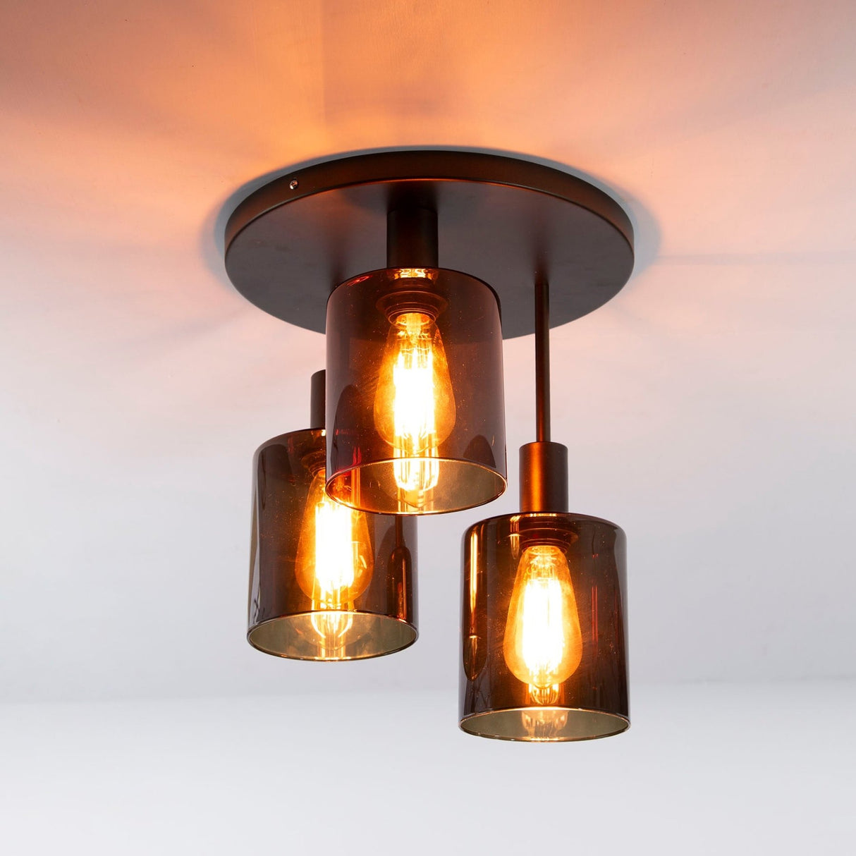 Industriële plafondlamp Mason 3-lichts Bruin